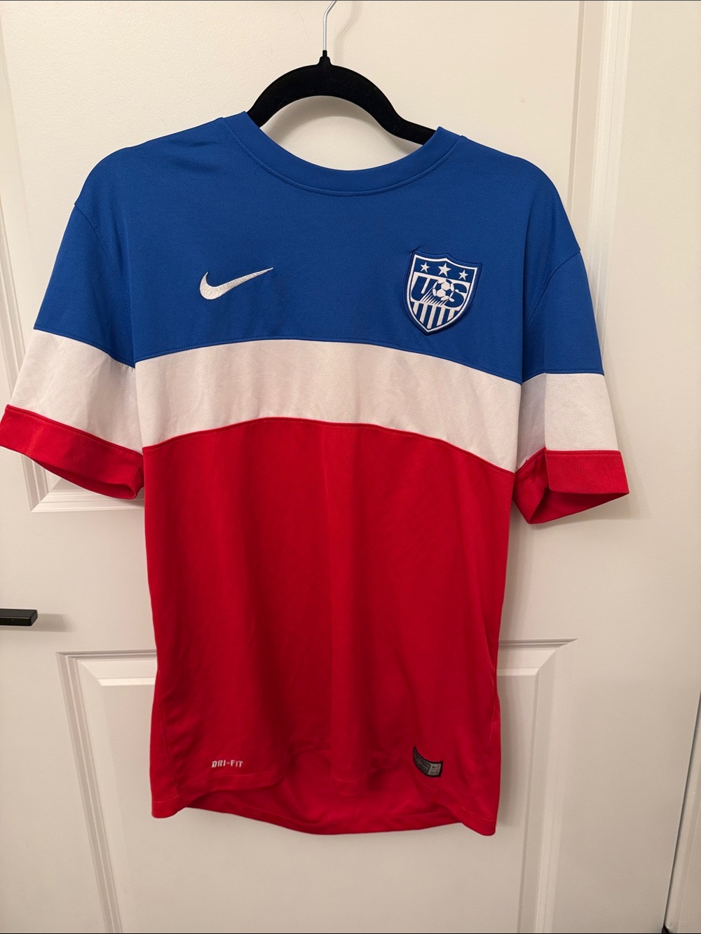 Nike Blue White Red Short-Sleeve Soccer Jersey